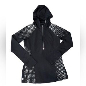 ATHLETA Running Wild Hoodie 2.0 Dot Black 1/4 Zipper Thumbhol 152554 Sz S